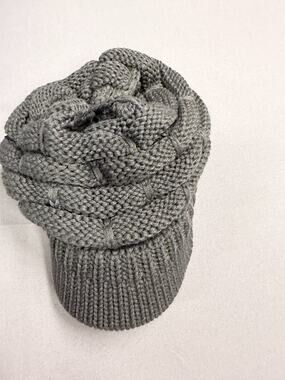 Genuine C.C Exclusives Women's Ribbed Knit Hat with Brim cc Beanie Cap Hat Gray